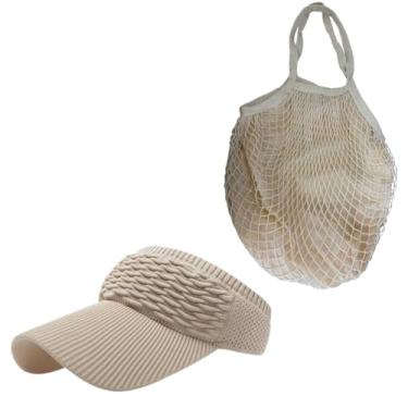 Imagem de Bolsa de praia feminina sacola grande e viseira piscina verão passeios