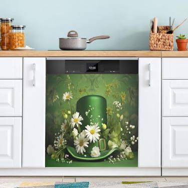 Imagem de ATTX Feliz Dia de São Patrício capa magnética para lava-louças, 58,4 cm C x 66 cm A decoração da capa da máquina de lavar louça, decalques de armário doméstico eletrodomésticos adesivos #192