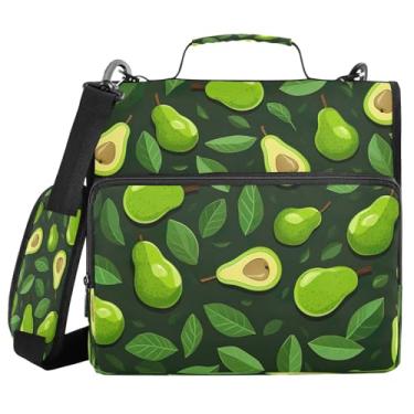 Imagem de ATTX Fichário pequeno com zíper em fatias de abacate com alça acolchoada ajustável – bolsa para fichário com capacidade para 500 folhas com organizador de vários bolsos, serve para laptop de 12