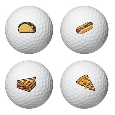 Imagem de PLIGREAT 32 peças de marcadores de bola de golfe tema alimentar adesivos de marcação de bola de golfe para identificar bolas de golfe 2 folhas de pizza sushi batatas fritas bolas de golfe