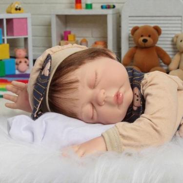 Imagem de Bebê Reborn Boneco Realista Fio a Fio Olho Fechado + Itens - Cegonha R