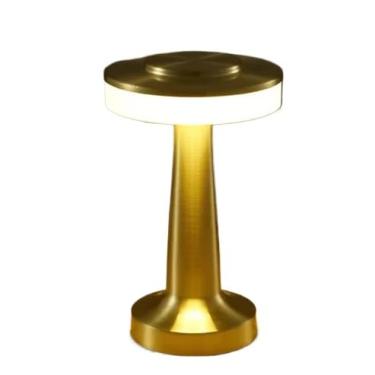 Imagem de Luminária de Mesa Touch LED Recarregável Sem Fio - Candeeiro Dimerizável em Alumínio- Ideal para Escritório e Decoração(Ouro)