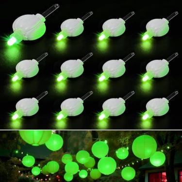 Imagem de Aogist Pacote com 48 pequenas luzes LED alimentadas por bateria, à prova d'água, luz suspensa dura 48 horas para lanternas de papel, balões, florais, casamentos e decorações de Natal, verde