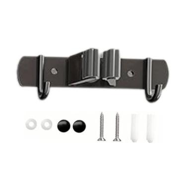 Imagem de Generic Suporte de parede antiderrapante para vassoura e esfregão, ideal para cozinha, jardim e banheiro, 1 Suporte, 2 Ganchos