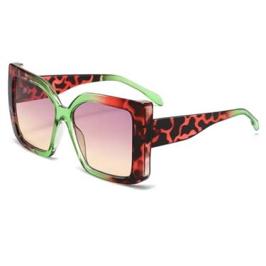 Imagem de Óculos de sol grandes com estampa de leopardo, moda para atividades ao ar livre, proteção solar, praia, férias (RedLeopard)