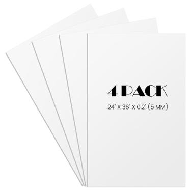 Imagem de Elcoho Pacote com 4 quadros brancos de espuma, 61 x 91 cm, placa central de espuma livre de ácido, 5 mm de espessura, placas de pôster branco dupla face para apresentação de arte, escritório, projetos