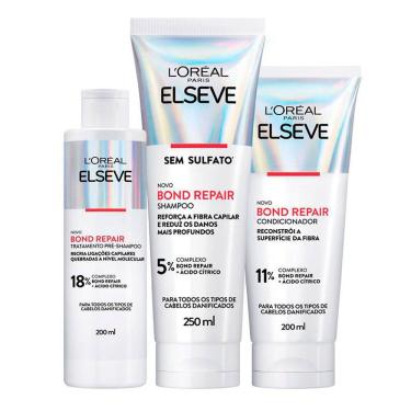 Imagem de Kit Elseve Bond Repair Tratamento Pré Shampoo 200ml Shampoo 250ml e Condicionador 200ml