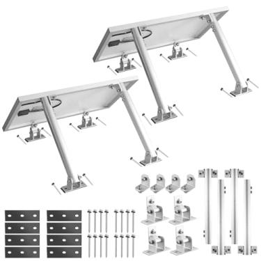 Imagem de Anbte 2 conjuntos de suportes de montagem inclináveis ajustáveis para painel solar, de liga de alumínio, 15-30°, suporte de painéis de 50 W, 70 W, 100 W, 150 W, 200 W, 300 W, 400 W, para superfícies