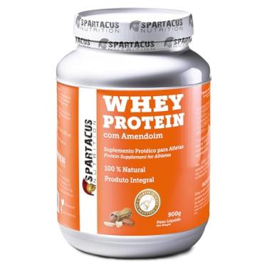 Imagem de Whey Protein com Amendoim Spartacus Suplemento Proteico Natural Integral Pote 900g Sem Gordura Trans Uso Adulto
