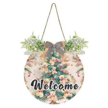 Imagem de YETTASBIN Placa de boas-vindas para árvore de Natal, placa de parede à prova d'água, guirlanda decorativa de alpendre para inauguração de casa, quintal, jardim, decoração de férias, 30 x 30 cm