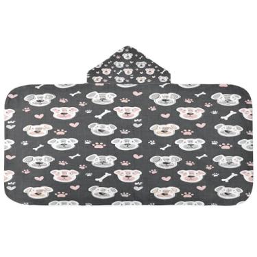 Imagem de CEBUGI Toalha de banho com capuz de cachorro fofo para crianças toalha de banho macia absorvente com capuz 127 x 59,7 cm toalha de banho de praia para meninos e meninas