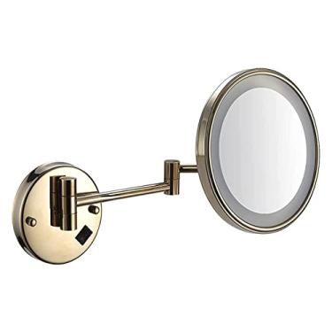 Imagem de Espelho de maquiagem montado na parede - ampliação de 3/5/7/10x Espelho de banheiro extensível giratório de 20 cm, recarregável por USB, versão atualizada, espelho cosmético