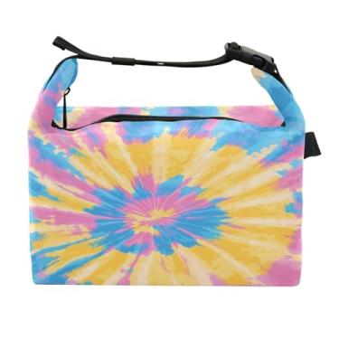 Imagem de STAYTOP Lancheira colorida tie dye com fivela de alça, lancheira isolada para meninos e meninas, lancheira térmica para trabalho escolar