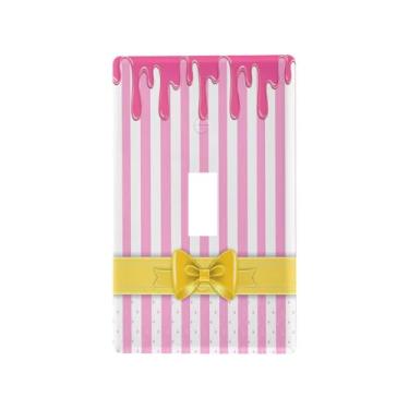 Imagem de Wassud Placa de cobertura de interruptor de luz gotejando arco amarelo doce capas de tomada decorativa placa de parede para tomadas elétricas interruptor único 11 x 7 cm