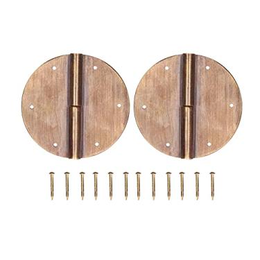 Imagem de Dobradiças redondas de latão, acessório de dobradiças de latão antigo, para móveis de 6 x 6 cm, com parafusos, para decoração de casa