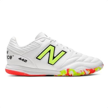 Imagem de Chuteira Futsal New Balance 442 Pro In V2 Masculina (Branco/Coral, BR, Adulto, Numérico, 44)