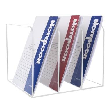 Imagem de HMXLJJY Porta-revistas de acrílico transparente com 3 compartimentos, organizador de arquivos de mesa, classificador vertical de documentos para armazenamento de escritório, suporte de revistas de