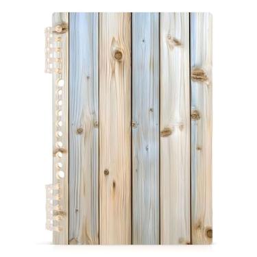 Imagem de Burbuja Caderno de madeira cor menta, papel pautado universitário A5 com 60 folhas, fichário para escritório, 1 pacote