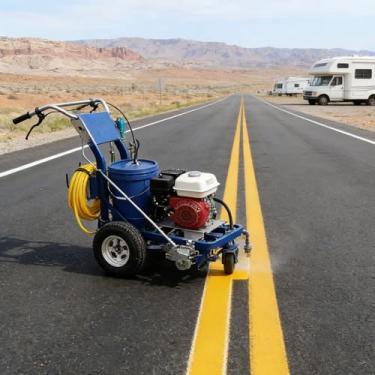 Imagem de Máquina de marcação de linha rodoviária portátil – Equipamento de striper desenha linhas de tráfego e linhas de aviso de segurança para zonas industriais, áreas de campus escolares e pavimentos