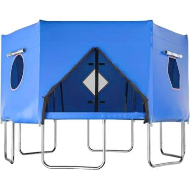 Imagem de Hedday Capa de barraca de trampolim de 4,5 m (somente tenda), serve para 6 trampolins redondos de mastro reto, Oxford premium à prova d'água com revestimento protetor solar, cobertura para proteção