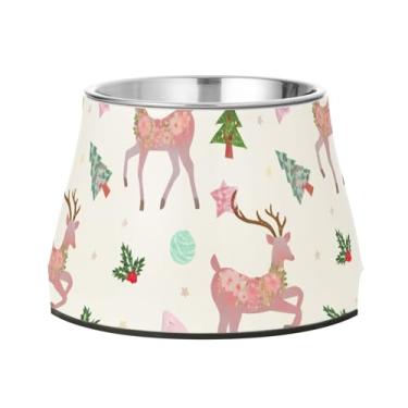 Imagem de Burbuja Tigela de aço inoxidável para comida e água para cães de cervo árvore de inverno, antiderrapante para cães médios e gatos, 590 ml
