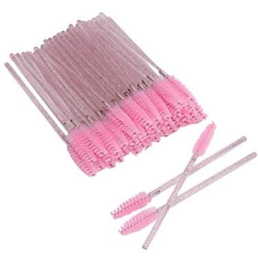 Imagem de Ymiko Pincéis Cosméticos de Nylon 50 Peças, para Rímel, Cílios e Sobrancelhas, Descartáveis ​​e Fáceis de Usar, Ferramentas de Maquiagem (Rosa)