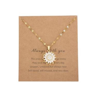 Imagem de Warmhope Colar floral sensorial fidget para mulheres e adultos, joia ajustável para alívio da ansiedade com design de girassol, acessório elegante para gerenciamento de estresse e aprimoramento do