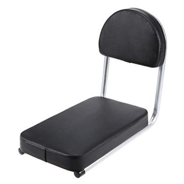 Imagem de Porta-criança para banco traseiro de bicicleta com espuma espessada assento confortável revestimento PU repelente à água fácil manutenção encosto descanso instalar na maioria das bicicletas