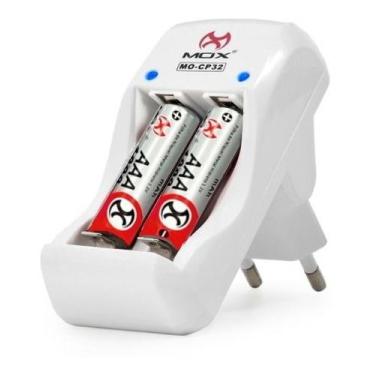 Imagem de Kit 2 Pilhas AAA Palito Recarregáveis Premium com Carregador Rápido Bi