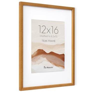 Imagem de Fun Memories Moldura para fotos de 30 x 40 cm, moldura de madeira de teca maciça natural com vidro temperado HD, moldura de madeira simples moderna de 30 x 40 cm fosca para fotos de 21 x 28 cm, tela