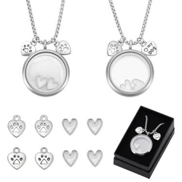 Imagem de PH PandaHall 2 conjuntos de colares de lembrança de pelo de cachorro, lembrança de cinzas de animais de estimação, pingentes de urna de aço inoxidável, medalhão de aço inoxidável, pingentes de joias