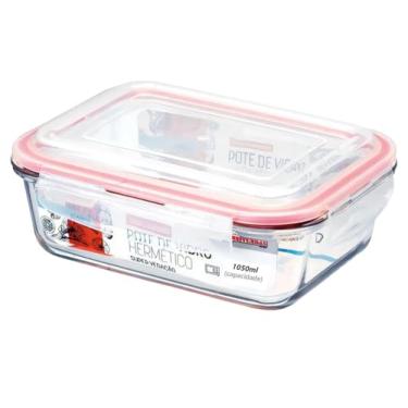 Imagem de Pote de Vidro Hermético com Tampa de Silicone, 1050ml, 22x17x8cm, Recipiente para Alimentos