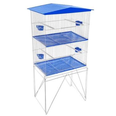 Imagem de Viveiro Grande Duplo Azul com Divisórias para Pássaros e Periquitos Co