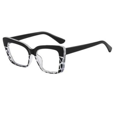 Imagem de Óculos de grau femininos da moda com armação transparente e lentes bicolor transparentes (estampa de leopardo e preto).