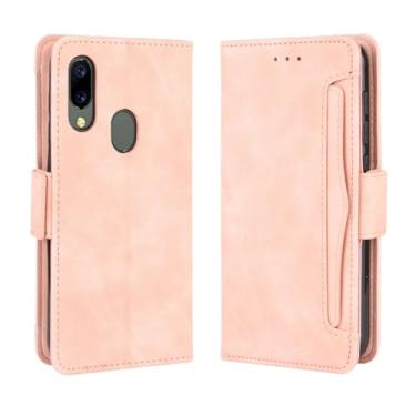 Imagem de Capa para UMIDIGI A3X,Retro magnético Flip Case,Design de carteira de couro PU com slots de cartão removíveis -Pink