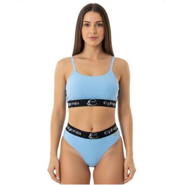 Imagem de Conjunto Top Calcinha Canelado Lingerie Conforto Elástico Largo Susten