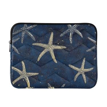 Imagem de Capa de proteção de segurança para laptop, capa de transporte, dourada, estrela-do-mar, azul marinho, à prova de choque, capa protetora para notebook