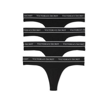 Imagem de Cuecas Victoria's Secret XS, tanga preta de algodão com logotipo, paco