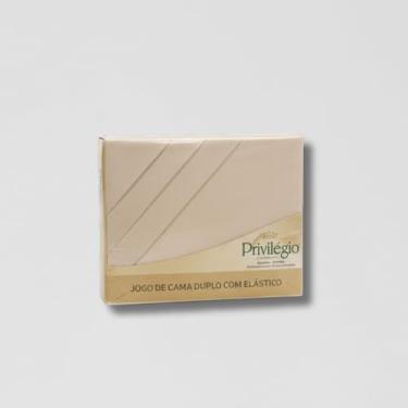 Imagem de Jogo De Cama Queen Duplo Com Elástico 100% Algodão (Bege)