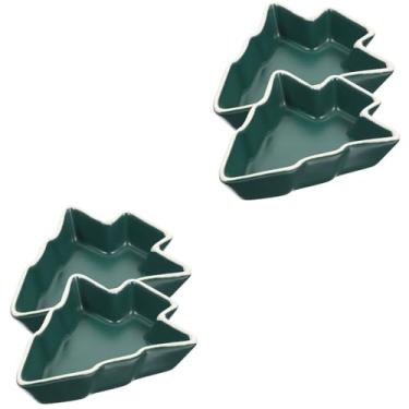 Imagem de 4 Pcs Molho De Natal Lata De Comida De Cerâmica Bandejas De Doces Prato De Sobremesa De Natal Salada De Natal Recipientes De Cerâmica Para Lanche Prato De Sushi Forma De Árvore