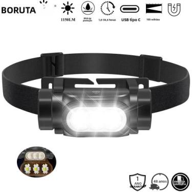 Imagem de Lanterna De Cabeça Recarregável IP68 À Prova d'Água BORUiT HP130 3 LED