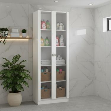 Imagem de Armário Multiuso 2 Portas com Vidro AM3112 Tecno Mobili - Branco