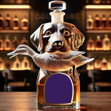 Imagem de Garrafa de uísque para cães e patos de 290 ml, garrafa de vinho feita à mão, garrafa de vinho, licor, à prova de vazamento, presente para amantes de animais de estimação e uísque, decoração artística