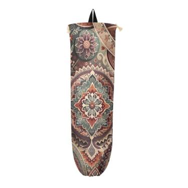 Imagem de Dispensador de saco de mercearia de pano de carpete estilo boho, dispensador de saco de supermercado de parede, organizador de sacos para armazenamento de sacolas plásticas de cozinha