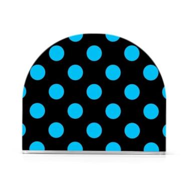 Imagem de Bandeja de guardanapo de acrílico grande de bolinhas azuis, suporte de guardanapo em forma de U para carro, porta-guardanapos vertical