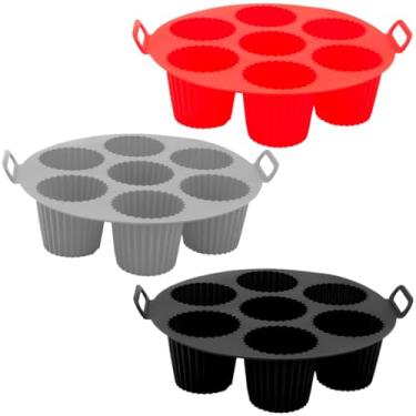 Imagem de Forma de Silicone Para Air Fryer com 7 Cavidades Para Cupcake (Cinza)