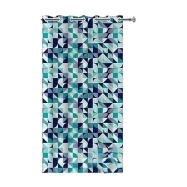 Imagem de Cortina de Box Banheiro PVC com Ilhós Antimofo Resistente Impermeável Várias Estampas cortina banheiro para Uso Diário Residencial ou Comercial com Boa Vedação e Privacidade(Geometrico Arabesco Ilhos)