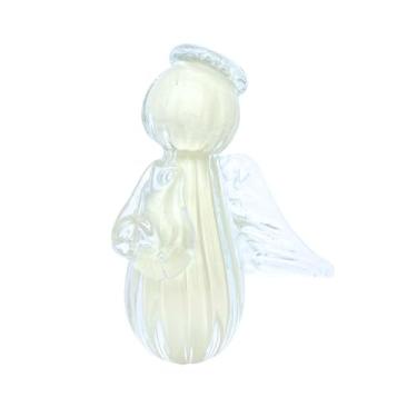 Imagem de Artigo Decoração Mini Anjo Uriel Cristal Murano Topázio 10cm Religioso Decorativo Enfeite Casa Quarto
