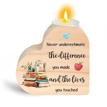 Imagem de Presentes de agradecimento ao professor - Presentes de fim de ano para professores para mulheres castiçais em forma de coração de volta às aulas presente de aniversário obrigado Natal Dia dos