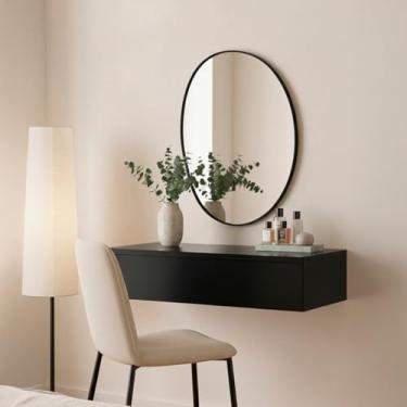 Imagem de Penteadeira Suspensa com Gaveta e Corrediça – Mesa de Maquiagem Compacta para Quarto, MDF/MDP, Design Moderno (Preto ou Branco) | Kelan